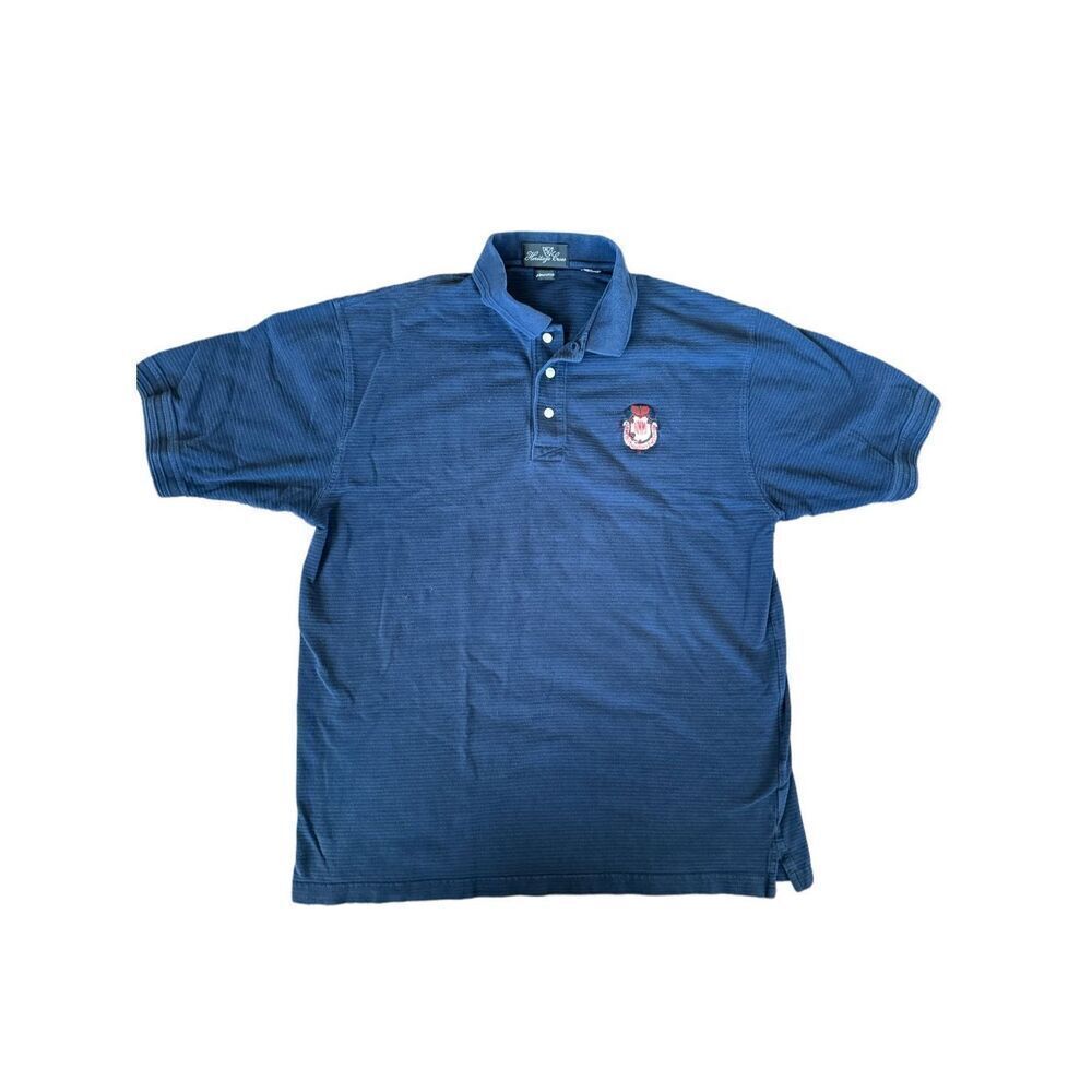 Heritage Cross Pima cotton men’s navy blue polo shirt NMMI large short sleeve